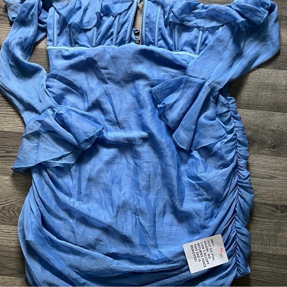 ASOS Blue Ruffled Mini Dress - Picture 3 of 3
